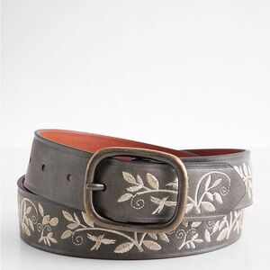 Floral Embroidered Faux Leather Belt
